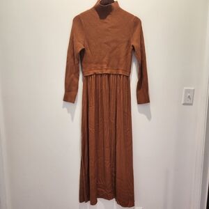 Anthropologie Thea Twofer Long Sleeve Mock Neck Minimalist Maxi Dress